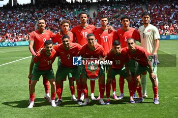 2024-07-24 - Team of Morocco during the Football, Men's Group B, between Argentina and Morocco during the Olympic Games Paris 2024 on 24 July 2024 at Geoffroy-Guichard Stadium in Saint-Etienne, France - OLYMPIC GAMES PARIS 2024 - 24/07 - OLYMPIC GAMES PARIS 2024 - OLYMPIC GAMES