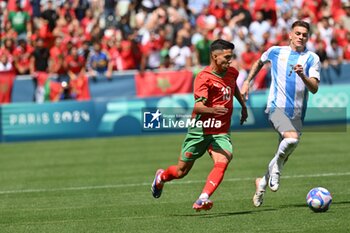 2024-07-24 - Ilias Hakhomach of Morocco during the Football, Men's Group B, between Argentina and Morocco during the Olympic Games Paris 2024 on 24 July 2024 at Geoffroy-Guichard Stadium in Saint-Etienne, France - OLYMPIC GAMES PARIS 2024 - 24/07 - OLYMPIC GAMES PARIS 2024 - OLYMPIC GAMES