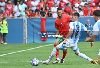 2024-07-24 - Achraf Hakimi of Morocco during the Football, Men's Group B, between Argentina and Morocco during the Olympic Games Paris 2024 on 24 July 2024 at Geoffroy-Guichard Stadium in Saint-Etienne, France - OLYMPIC GAMES PARIS 2024 - 24/07 - OLYMPIC GAMES PARIS 2024 - OLYMPIC GAMES