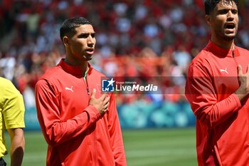 2024-07-24 - Achraf Hakimi of Morocco during the Football, Men's Group B, between Argentina and Morocco during the Olympic Games Paris 2024 on 24 July 2024 at Geoffroy-Guichard Stadium in Saint-Etienne, France - OLYMPIC GAMES PARIS 2024 - 24/07 - OLYMPIC GAMES PARIS 2024 - OLYMPIC GAMES