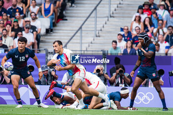 2024-07-24 - Paulin Riva (France), Rugby Sevens, Men's Pool C between France and United States during the Olympic Games Paris 2024 on 24 July 2024 at Stade de France in Saint-Denis, France - OLYMPIC GAMES PARIS 2024 - 24/07 - OLYMPIC GAMES PARIS 2024 - OLYMPIC GAMES