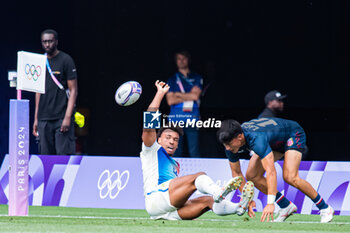 2024-07-24 - Jordan Sepho (France), Rugby Sevens, Men's Pool C between France and United States during the Olympic Games Paris 2024 on 24 July 2024 at Stade de France in Saint-Denis, France - OLYMPIC GAMES PARIS 2024 - 24/07 - OLYMPIC GAMES PARIS 2024 - OLYMPIC GAMES