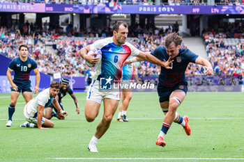 2024-07-24 - Paulin Riva (France), Rugby Sevens, Men's Pool C between France and United States during the Olympic Games Paris 2024 on 24 July 2024 at Stade de France in Saint-Denis, France - OLYMPIC GAMES PARIS 2024 - 24/07 - OLYMPIC GAMES PARIS 2024 - OLYMPIC GAMES