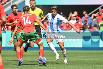 2024-07-24 - Giuliano Simeone of Argentina during the Football, Men's Group B, between Argentina and Morocco during the Olympic Games Paris 2024 on 24 July 2024 at Geoffroy-Guichard Stadium in Saint-Etienne, France - OLYMPIC GAMES PARIS 2024 - 24/07 - OLYMPIC GAMES PARIS 2024 - OLYMPIC GAMES