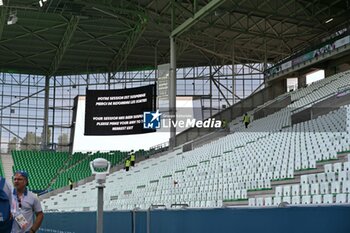 2024-07-24 - Empty stands after the restart of the match after the match has been suspended during the Football, Men's Group B, between Argentina and Morocco during the Olympic Games Paris 2024 on 24 July 2024 at Geoffroy-Guichard Stadium in Saint-Etienne, France - OLYMPIC GAMES PARIS 2024 - 24/07 - OLYMPIC GAMES PARIS 2024 - OLYMPIC GAMES