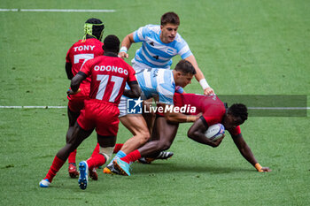 2024-07-24 - Matteo Graziano (Argentina), Agustin Fraga (Argentina) and John Okeyo (Kenya), Rugby Sevens, Men's Pool B between Argentina and Kenya during the Olympic Games Paris 2024 on 24 July 2024 at Stade de France in Saint-Denis, France - OLYMPIC GAMES PARIS 2024 - 24/07 - OLYMPIC GAMES PARIS 2024 - OLYMPIC GAMES