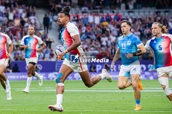 2024-07-24 - Jefferson-Lee Joseph (France), Rugby Sevens, Men's Pool C between France and Uruguay during the Olympic Games Paris 2024 on 24 July 2024 at Stade de France in Saint-Denis, France - OLYMPIC GAMES PARIS 2024 - 24/07 - OLYMPIC GAMES PARIS 2024 - OLYMPIC GAMES