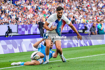 2024-07-24 - Rayan Rebbadj (France), Rugby Sevens, Men's Pool C between France and Uruguay during the Olympic Games Paris 2024 on 24 July 2024 at Stade de France in Saint-Denis, France - OLYMPIC GAMES PARIS 2024 - 24/07 - OLYMPIC GAMES PARIS 2024 - OLYMPIC GAMES