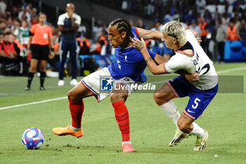 2024-07-24 - Kiliann Sildillia (France) and John Tolkin (USA) during the Football, Men's Group A, between France and United States during the Olympic Games Paris 2024 on 24 July 2024 at Geoffroy-Guichard Stadium in Marseille, France - OLYMPIC GAMES PARIS 2024 - 24/07 - OLYMPIC GAMES PARIS 2024 - OLYMPIC GAMES