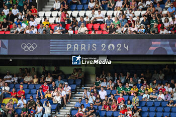 2024-07-24 - Illustration of the official logo and spectators during the football match between Uzbekistan and Spain, Olympic Games Paris 2024 on 24 July 2024 at Parc des Princes stadium in Paris, France - OLYMPIC GAMES PARIS 2024 - 24/07 - OLYMPIC GAMES PARIS 2024 - OLYMPIC GAMES