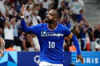 2024-07-24 - Alexandre Lacazette (France) celebrates his goal during the Football, Men's Group A, between France and United States during the Olympic Games Paris 2024 on 24 July 2024 at Geoffroy-Guichard Stadium in Marseille, France - OLYMPIC GAMES PARIS 2024 - 24/07 - OLYMPIC GAMES PARIS 2024 - OLYMPIC GAMES