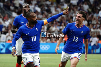 2024-07-24 - Alexandre Lacazette (France) celebrates his goal during the Football, Men's Group A, between France and United States during the Olympic Games Paris 2024 on 24 July 2024 at Geoffroy-Guichard Stadium in Marseille, France - OLYMPIC GAMES PARIS 2024 - 24/07 - OLYMPIC GAMES PARIS 2024 - OLYMPIC GAMES