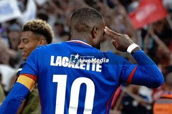 2024-07-24 - Alexandre Lacazette (France) celebrates his goal during the Football, Men's Group A, between France and United States during the Olympic Games Paris 2024 on 24 July 2024 at Geoffroy-Guichard Stadium in Marseille, France - OLYMPIC GAMES PARIS 2024 - 24/07 - OLYMPIC GAMES PARIS 2024 - OLYMPIC GAMES