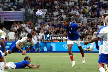 2024-07-24 - Loïc Badé (France) scores a goal during the Football, Men's Group A, between France and United States during the Olympic Games Paris 2024 on 24 July 2024 at Geoffroy-Guichard Stadium in Marseille, France - OLYMPIC GAMES PARIS 2024 - 24/07 - OLYMPIC GAMES PARIS 2024 - OLYMPIC GAMES