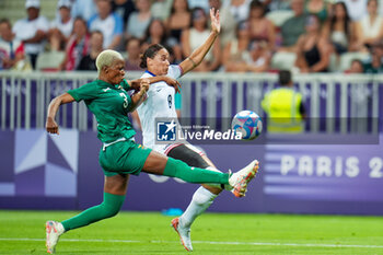 2024-07-26 - Lynn Williams (USA) and Lushomo Mweemba (Zambia), Football, Women's Group B between United States and Zambia during the Olympic Games Paris 2024 on 25 July 2024 at Allianz Riviera in Nice, France - OLYMPIC GAMES PARIS 2024 - 25/07 - OLYMPIC GAMES PARIS 2024 - OLYMPIC GAMES