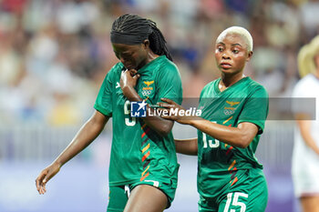 2024-07-26 - Pauline Zulu (Zambia) looks dejected after receiving a red card, Hellen Chanda, Football, Women's Group B between United States and Zambia during the Olympic Games Paris 2024 on 25 July 2024 at Allianz Riviera in Nice, France - OLYMPIC GAMES PARIS 2024 - 25/07 - OLYMPIC GAMES PARIS 2024 - OLYMPIC GAMES