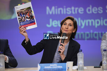 2024-07-26 - Amélie OUEDA-CASTERA, Minister of Sports during the opening ceremony of the Olympic Games Paris 2024 on 26 July 2024 in Paris, France - OLYMPIC GAMES PARIS 2024 - OPENING CEREMONY - 26/07 - OLYMPIC GAMES PARIS 2024 - OLYMPIC GAMES