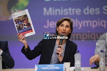 2024-07-26 - Amélie OUEDA-CASTERA, Minister of Sports during the opening ceremony of the Olympic Games Paris 2024 on 26 July 2024 in Paris, France - OLYMPIC GAMES PARIS 2024 - OPENING CEREMONY - 26/07 - OLYMPIC GAMES PARIS 2024 - OLYMPIC GAMES