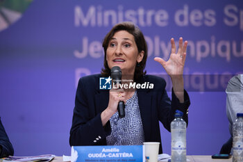 2024-07-26 - Amélie OUEDA-CASTERA, Minister of Sports during the opening ceremony of the Olympic Games Paris 2024 on 26 July 2024 in Paris, France - OLYMPIC GAMES PARIS 2024 - OPENING CEREMONY - 26/07 - OLYMPIC GAMES PARIS 2024 - OLYMPIC GAMES