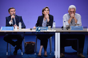 2024-07-26 - David LAPPARTIENT, CNOSF President, Amélie OUEDA-CASTERA, Minister of Sports, Claude ONESTA, General Manager of High Performance during the opening ceremony of the Olympic Games Paris 2024 on 26 July 2024 in Paris, France - OLYMPIC GAMES PARIS 2024 - OPENING CEREMONY - 26/07 - OLYMPIC GAMES PARIS 2024 - OLYMPIC GAMES