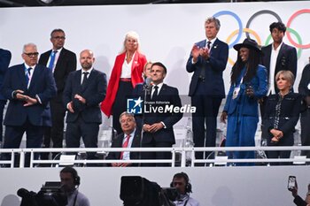 2024-07-26 - French President Emmanuel Macron proclaims the Paris 2024 Olympic Games open, Opening Ceremony during the Olympic Games Paris 2024 on 26 July 2024 in Paris, France - OLYMPIC GAMES PARIS 2024 - OPENING CEREMONY - 26/07 - OLYMPIC GAMES PARIS 2024 - OLYMPIC GAMES