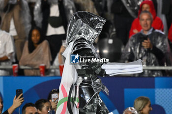 2024-07-26 - Ambiance illustration silver knight with Olympic flag, Opening Ceremony during the Olympic Games Paris 2024 on 26 July 2024 in Paris, France - OLYMPIC GAMES PARIS 2024 - OPENING CEREMONY - 26/07 - OLYMPIC GAMES PARIS 2024 - OLYMPIC GAMES