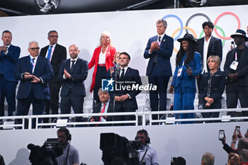 2024-07-26 - French President Emmanuel Macron proclaims the Paris 2024 Olympic Games open, Opening Ceremony during the Olympic Games Paris 2024 on 26 July 2024 in Paris, France - OLYMPIC GAMES PARIS 2024 - OPENING CEREMONY - 26/07 - OLYMPIC GAMES PARIS 2024 - OLYMPIC GAMES