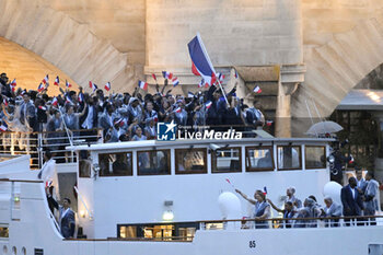 2024-07-26 - Team France parade, Opening Ceremony during the Olympic Games Paris 2024 on 26 July 2024 in Paris, France - OLYMPIC GAMES PARIS 2024 - OPENING CEREMONY - 26/07 - OLYMPIC GAMES PARIS 2024 - OLYMPIC GAMES