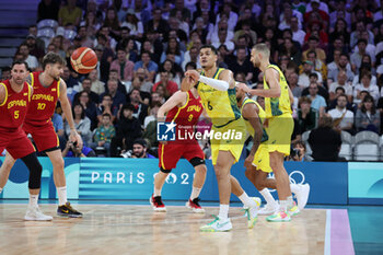 2024-07-27 - Josh Green of Australia, Basketball, Men's Group Phase - Group A between Australia and Spain during the Olympic Games Paris 2024 on 27 July 2024 in Villeneuve-d'Ascq near Lille, France - OLYMPIC GAMES PARIS 2024 - 27/07 - OLYMPIC GAMES PARIS 2024 - OLYMPIC GAMES