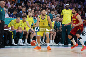 2024-07-27 - Matthew Dellavedova of Australia, Basketball, Men's Group Phase - Group A between Australia and Spain during the Olympic Games Paris 2024 on 27 July 2024 in Villeneuve-d'Ascq near Lille, France - OLYMPIC GAMES PARIS 2024 - 27/07 - OLYMPIC GAMES PARIS 2024 - OLYMPIC GAMES