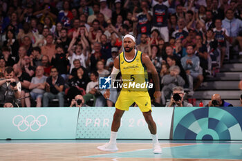 2024-07-27 - Patty Mills of Australia, Basketball, Men's Group Phase - Group A between Australia and Spain during the Olympic Games Paris 2024 on 27 July 2024 in Villeneuve-d'Ascq near Lille, France - OLYMPIC GAMES PARIS 2024 - 27/07 - OLYMPIC GAMES PARIS 2024 - OLYMPIC GAMES