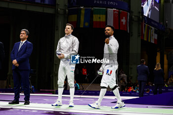 2024-07-27 - APITHY Bolade of France, SZATMARI Andras of Hungarian, Men's Sabre Individual Fencing during the Olympic Games Paris 2024 on 27 July 2024 at Le Grand Palais in Paris, France - OLYMPIC GAMES PARIS 2024 - 27/07 - OLYMPIC GAMES PARIS 2024 - OLYMPIC GAMES