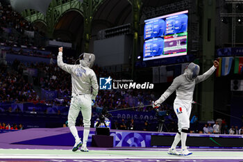 2024-07-27 - APITHY Bolade of France, SZATMARI Andras of Hungarian, Men's Sabre Individual Fencing during the Olympic Games Paris 2024 on 27 July 2024 at Le Grand Palais in Paris, France - OLYMPIC GAMES PARIS 2024 - 27/07 - OLYMPIC GAMES PARIS 2024 - OLYMPIC GAMES