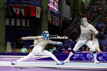 2024-07-27 - PATRICE Sebastien of France, RAHBARI Mohammad of Islamic Republic of Iran, Men's Sabre Individual Fencing during the Olympic Games Paris 2024 on 27 July 2024 at Le Grand Palais in Paris, France - OLYMPIC GAMES PARIS 2024 - 27/07 - OLYMPIC GAMES PARIS 2024 - OLYMPIC GAMES