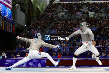 2024-07-27 - PATRICE Sebastien of France, RAHBARI Mohammad of Islamic Republic of Iran, Men's Sabre Individual Fencing during the Olympic Games Paris 2024 on 27 July 2024 at Le Grand Palais in Paris, France - OLYMPIC GAMES PARIS 2024 - 27/07 - OLYMPIC GAMES PARIS 2024 - OLYMPIC GAMES