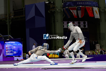 2024-07-27 - PATRICE Sebastien of France, RAHBARI Mohammad of Islamic Republic of Iran, Men's Sabre Individual Fencing during the Olympic Games Paris 2024 on 27 July 2024 at Le Grand Palais in Paris, France - OLYMPIC GAMES PARIS 2024 - 27/07 - OLYMPIC GAMES PARIS 2024 - OLYMPIC GAMES