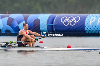 2024-07-27 - Sverri Nielsen of Denmark, Rowing, Men's Single Sculls Heats, during the Olympic Games Paris 2024 on 27 July 2024 at Vaires-Sur-Marne Nautical Stadium in Vaires-sur-Marne, France - OLYMPIC GAMES PARIS 2024 - 27/07 - OLYMPIC GAMES PARIS 2024 - OLYMPIC GAMES