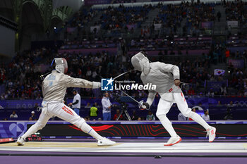 2024-07-27 - FERJANI Fares of Tunisia, CHENPENG Shen of Peoples Republic of China, Men's Sabre Individual Fencing during the Olympic Games Paris 2024 on 27 July 2024 at Le Grand Palais in Paris, France - OLYMPIC GAMES PARIS 2024 - 27/07 - OLYMPIC GAMES PARIS 2024 - OLYMPIC GAMES