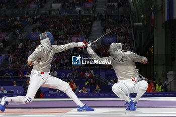 2024-07-27 - SAMELE Luigi of Italy, AMER Mohamed of Egypt, Men's Sabre Individual Fencing during the Olympic Games Paris 2024 on 27 July 2024 at Le Grand Palais in Paris, France - OLYMPIC GAMES PARIS 2024 - 27/07 - OLYMPIC GAMES PARIS 2024 - OLYMPIC GAMES