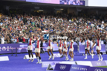 2024-07-27 - Celebration of French Team with fans, Rugby Sevens, Men's Semi-final between South Africa and and France during the Olympic Games Paris 2024 on 27 July 2024 at Stade de France in Saint-Denis, France - OLYMPIC GAMES PARIS 2024 - 27/07 - OLYMPIC GAMES PARIS 2024 - OLYMPIC GAMES