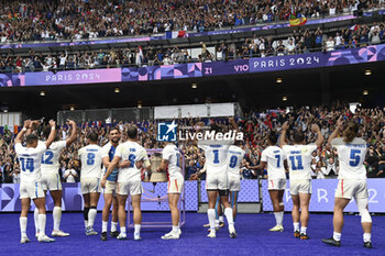 2024-07-27 - Celebration of French Team with fans, Rugby Sevens, Men's Semi-final between South Africa and and France during the Olympic Games Paris 2024 on 27 July 2024 at Stade de France in Saint-Denis, France - OLYMPIC GAMES PARIS 2024 - 27/07 - OLYMPIC GAMES PARIS 2024 - OLYMPIC GAMES