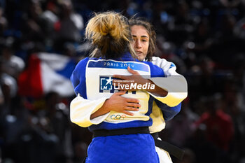 2024-07-27 - Shirine Boukli ( France ) vs Assunta Scutto ( Italy ), Judo, Women -48 kg Repechage contest during the Olympic Games Paris 2024 on 27 July 2024 at Arena Champ de Mars in Paris, France - OLYMPIC GAMES PARIS 2024 - 27/07 - OLYMPIC GAMES PARIS 2024 - OLYMPIC GAMES