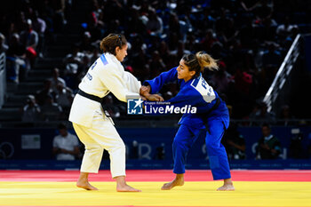 2024-07-27 - Shirine Boukli ( France ) vs Assunta Scutto ( Italy ), Judo, Women -48 kg Repechage contest during the Olympic Games Paris 2024 on 27 July 2024 at Arena Champ de Mars in Paris, France - OLYMPIC GAMES PARIS 2024 - 27/07 - OLYMPIC GAMES PARIS 2024 - OLYMPIC GAMES