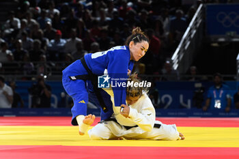 2024-07-27 - Gabriela Narvaez ( Paraguay ) vs Abiba Abuzhakynova ( KAZ ), Judo, Women -48 kg Repechage contest during the Olympic Games Paris 2024 on 27 July 2024 at Arena Champ de Mars in Paris, France - OLYMPIC GAMES PARIS 2024 - 27/07 - OLYMPIC GAMES PARIS 2024 - OLYMPIC GAMES