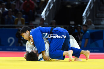 2024-07-27 - Yung Wei Yang ( TPE ) vs Ryuju Nagayama ( JPN ), Judo, Men -60 kg Repechage contest during the Olympic Games Paris 2024 on 27 July 2024 at Arena Champ de Mars in Paris, France - OLYMPIC GAMES PARIS 2024 - 27/07 - OLYMPIC GAMES PARIS 2024 - OLYMPIC GAMES