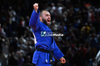 2024-07-27 - Luka Mkheidze ( FRA ) celebrates after winning against Salih Yildiz (TUR), Judo, Men -60 kg Semifinal during the Olympic Games Paris 2024 on 27 July 2024 at Arena Champ de Mars in Paris, France - OLYMPIC GAMES PARIS 2024 - 27/07 - OLYMPIC GAMES PARIS 2024 - OLYMPIC GAMES