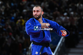 2024-07-27 - Luka Mkheidze ( FRA ) celebrates after winning against Salih Yildiz (TUR), Judo, Men -60 kg Semifinal during the Olympic Games Paris 2024 on 27 July 2024 at Arena Champ de Mars in Paris, France - OLYMPIC GAMES PARIS 2024 - 27/07 - OLYMPIC GAMES PARIS 2024 - OLYMPIC GAMES