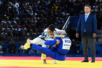 2024-07-27 - Giorgi Sardalashvili ( GEO ) vs Won Jin Kim ( KOR ), Judo, Men -60 kg Repechage contest during the Olympic Games Paris 2024 on 27 July 2024 at Arena Champ de Mars in Paris, France - OLYMPIC GAMES PARIS 2024 - 27/07 - OLYMPIC GAMES PARIS 2024 - OLYMPIC GAMES