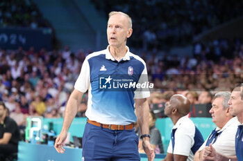 2024-07-27 - Coach Vincent Collet of France, Basketball, Men's Group Phase - Group B between France and Brazil during the Olympic Games Paris 2024 on 27 July 2024 in Villeneuve-d'Ascq near Lille, France - OLYMPIC GAMES PARIS 2024 - 27/07 - OLYMPIC GAMES PARIS 2024 - OLYMPIC GAMES