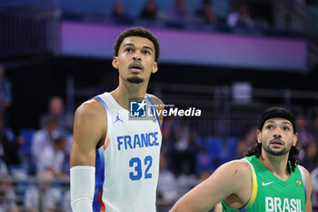 2024-07-27 - Victor Wembanyama of France, Basketball, Men's Group Phase - Group B between France and Brazil during the Olympic Games Paris 2024 on 27 July 2024 in Villeneuve-d'Ascq near Lille, France - OLYMPIC GAMES PARIS 2024 - 27/07 - OLYMPIC GAMES PARIS 2024 - OLYMPIC GAMES